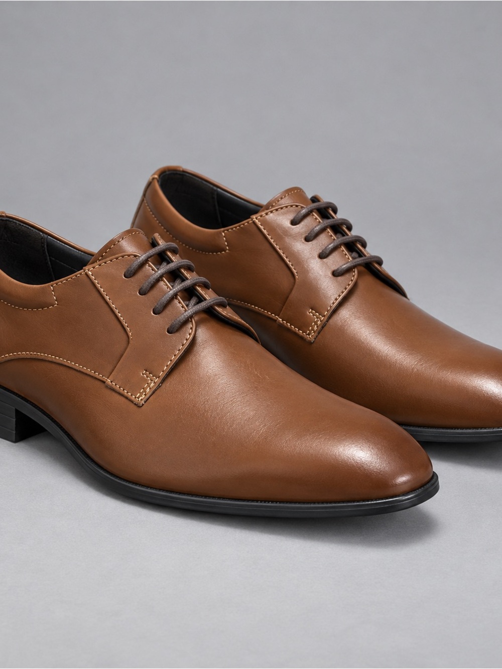 Alfani Brown Leather Derby Dress Shoes